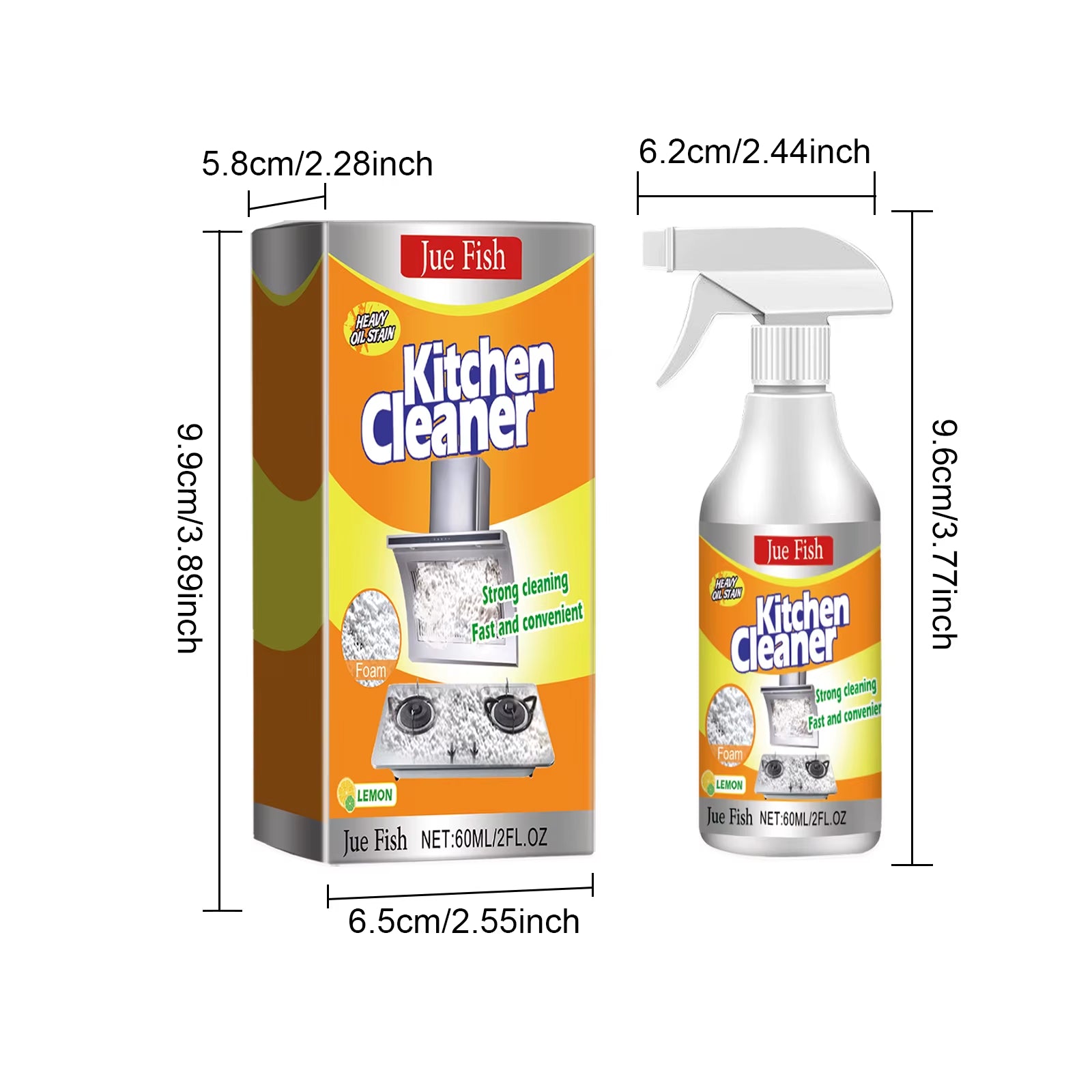 Kitchen Foam Cleaner – Heavy Oil & Grease Remover Spray for Range Hoods, Ovens, Grills & Stovetops | Powerful Degreaser for Easy Kitchen Cleaning