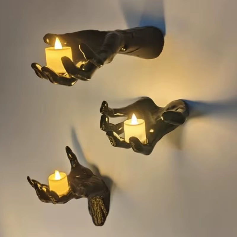Halloween Creepy Hands Wall Decor – Realistic Life-Size Gothic Wall-Mounted Hands for Candles, Haunted House & Spooky Home Decoration