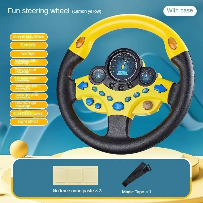 Kids Steering Wheel Backseat Driving Toy with Lights & Music – Interactive Pretend Play Steering Wheel for Toddlers & Preschoolers | Fun Car Ride Simulation Gift