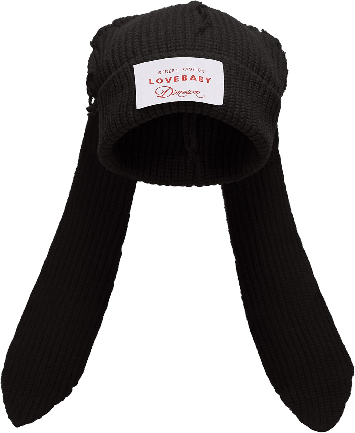 Cute Bunny Ears Knit Beanie - Long Ear Rabbit Crochet Hat, Soft Fluffy Winter Skull Cap for Women & Girls, Warm Slouchy Outdoor Ear Cover & Funny Costume Hat