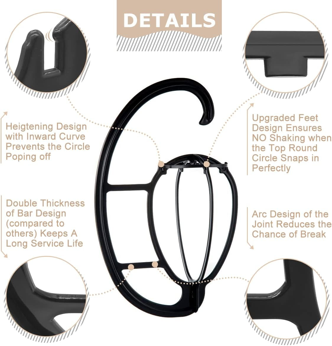 Hanging Wig Stand 2 Pack, Space-Saving Wig Drying Stand Holder for Long & Short Wigs, Portable Travel Wig Hanger, Durable Plastic Wig Storage Rack