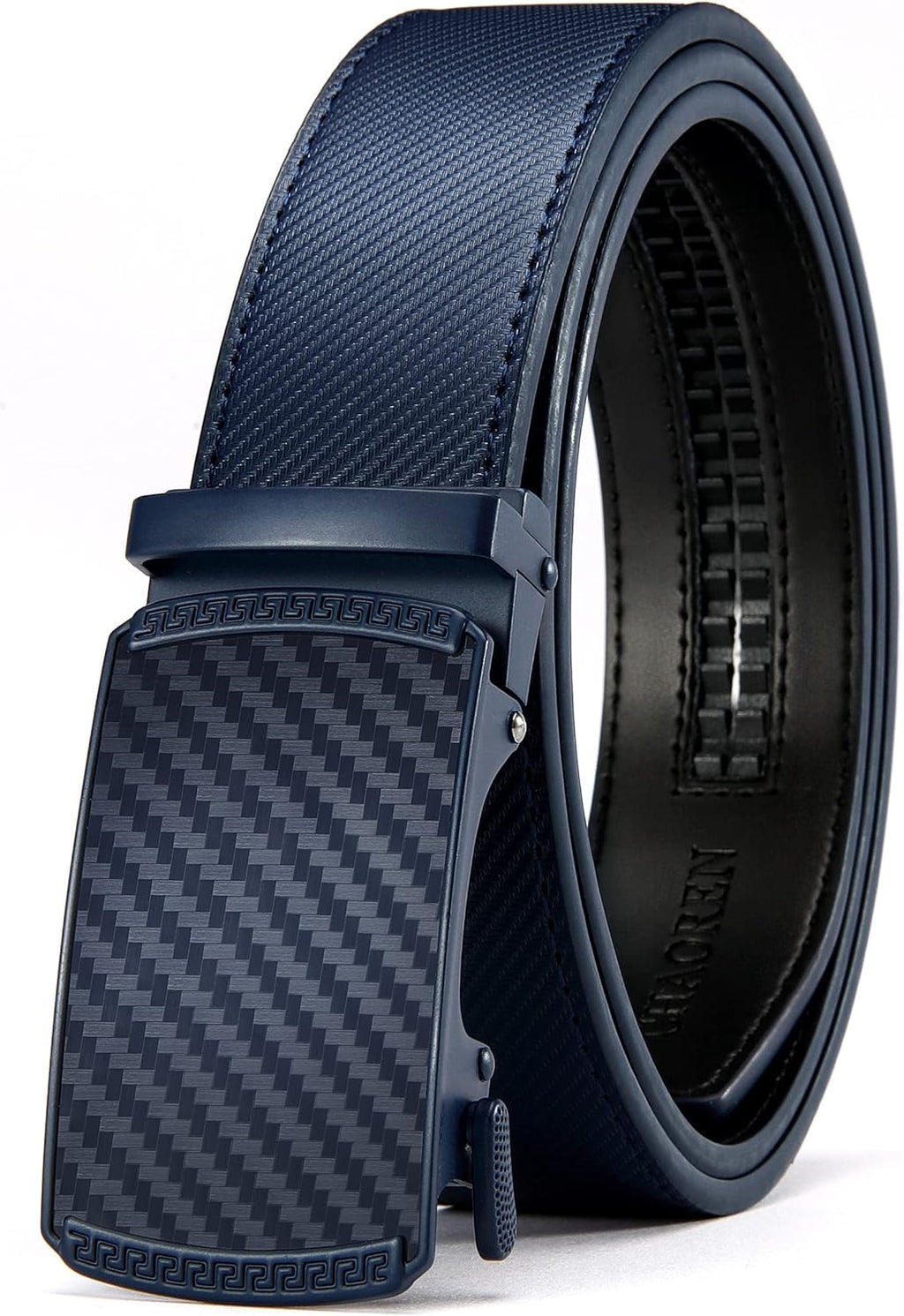 Men’s Leather Ratchet Belt 35mm, Adjustable Trim-to-Fit Waist Belt with Automatic Buckle, Micro-Adjust Comfort for Dress, Jeans & Casual Wear