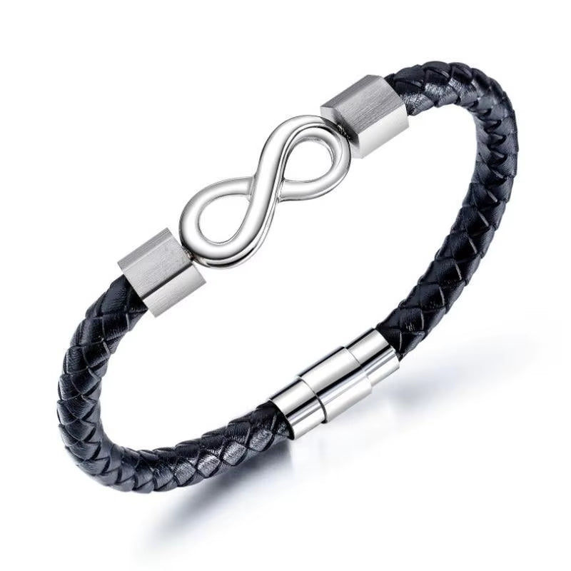 Men’s Classic Multilayer Leather Bracelet – Stylish Braided Wristband with Metal Magnetic Clasp | Fashion Accessory & Gift for Modern Gentlemen
