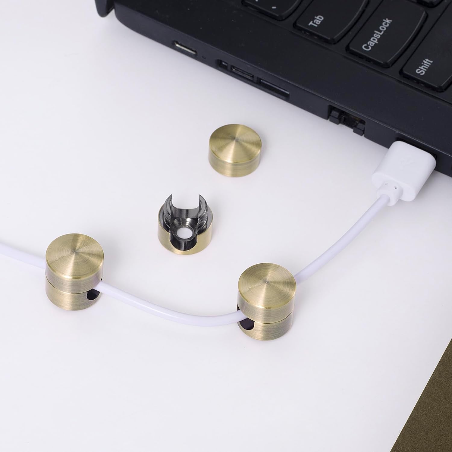 3Pcs Aluminum Cable Anchors - Gun Metal Adjustable Cord Holder, Heavy-Duty Adhesive Wire Organizer for Desk & Nightstand, Pro Charger Cable Management Clips