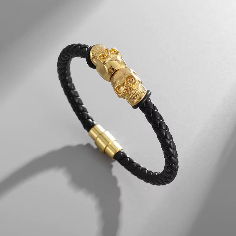 Men’s Classic Multilayer Leather Bracelet – Stylish Braided Wristband with Metal Magnetic Clasp | Fashion Accessory & Gift for Modern Gentlemen