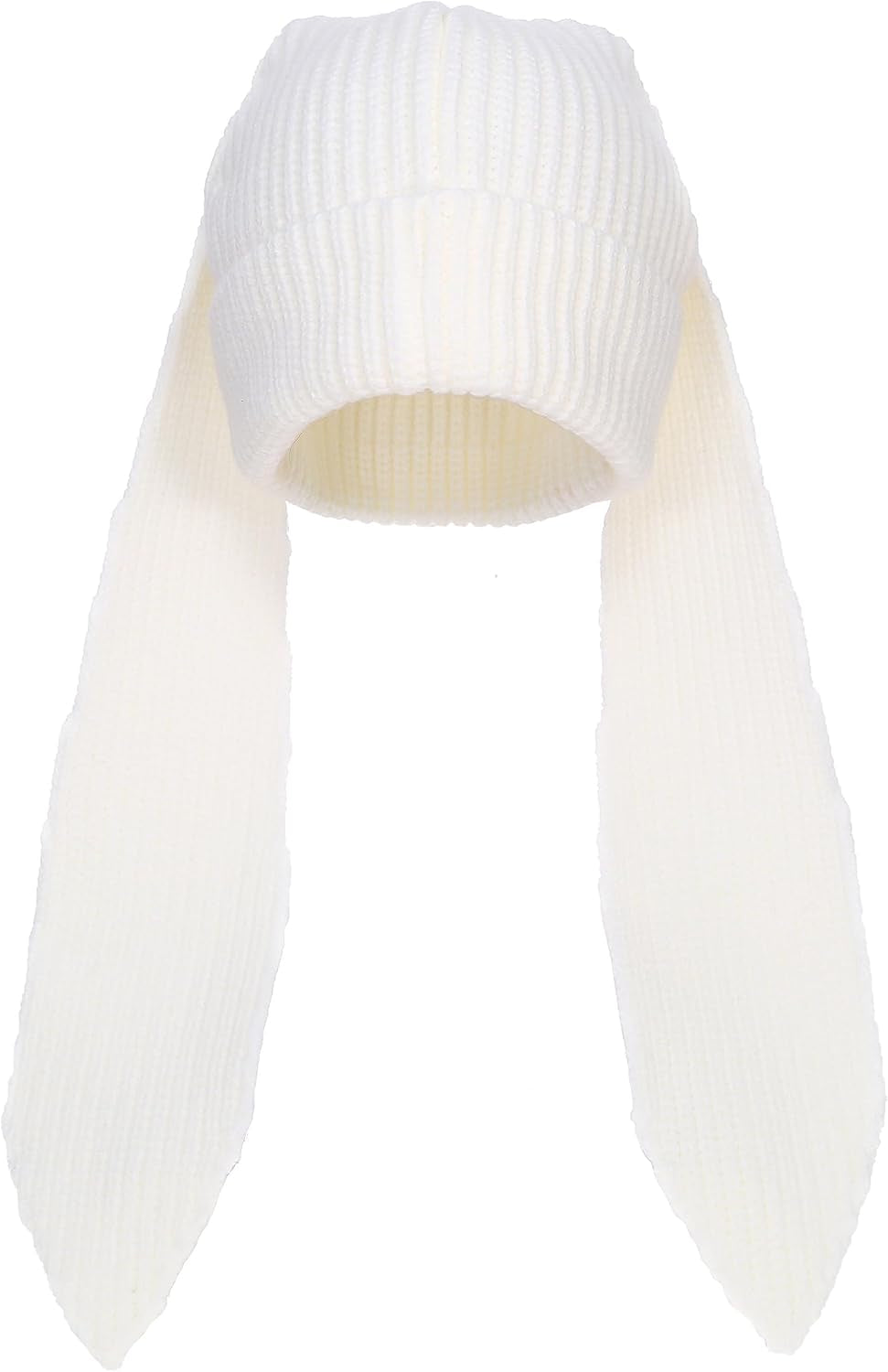 Cute Bunny Ears Knit Beanie - Long Ear Rabbit Crochet Hat, Soft Fluffy Winter Skull Cap for Women & Girls, Warm Slouchy Outdoor Ear Cover & Funny Costume Hat