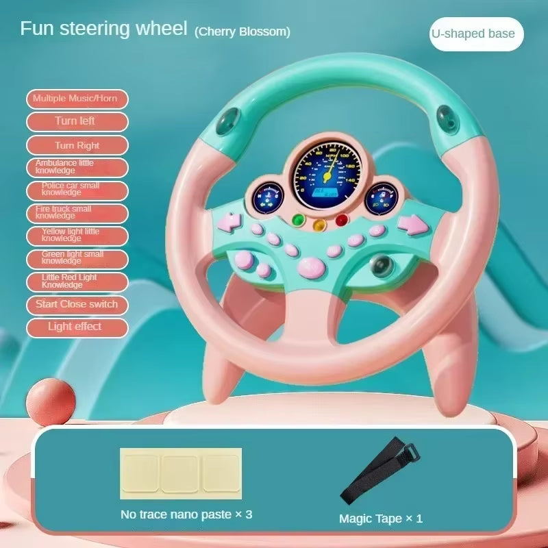 Kids Steering Wheel Backseat Driving Toy with Lights & Music – Interactive Pretend Play Steering Wheel for Toddlers & Preschoolers | Fun Car Ride Simulation Gift