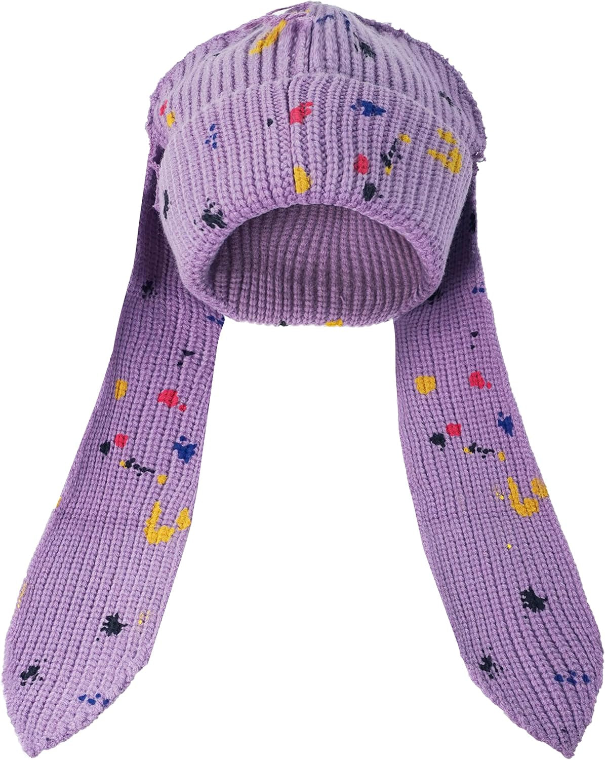 Cute Bunny Ears Knit Beanie - Long Ear Rabbit Crochet Hat, Soft Fluffy Winter Skull Cap for Women & Girls, Warm Slouchy Outdoor Ear Cover & Funny Costume Hat