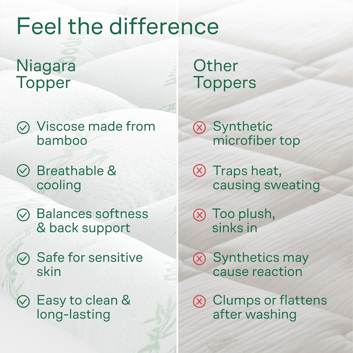 Queen Mattress Topper - Cooling Bamboo Pillow Top Mattress Pad for Back Pain Relief, Ultra Soft Breathable Bed Topper for Hot Sleepers, Fits 8-20" Deep Pocket