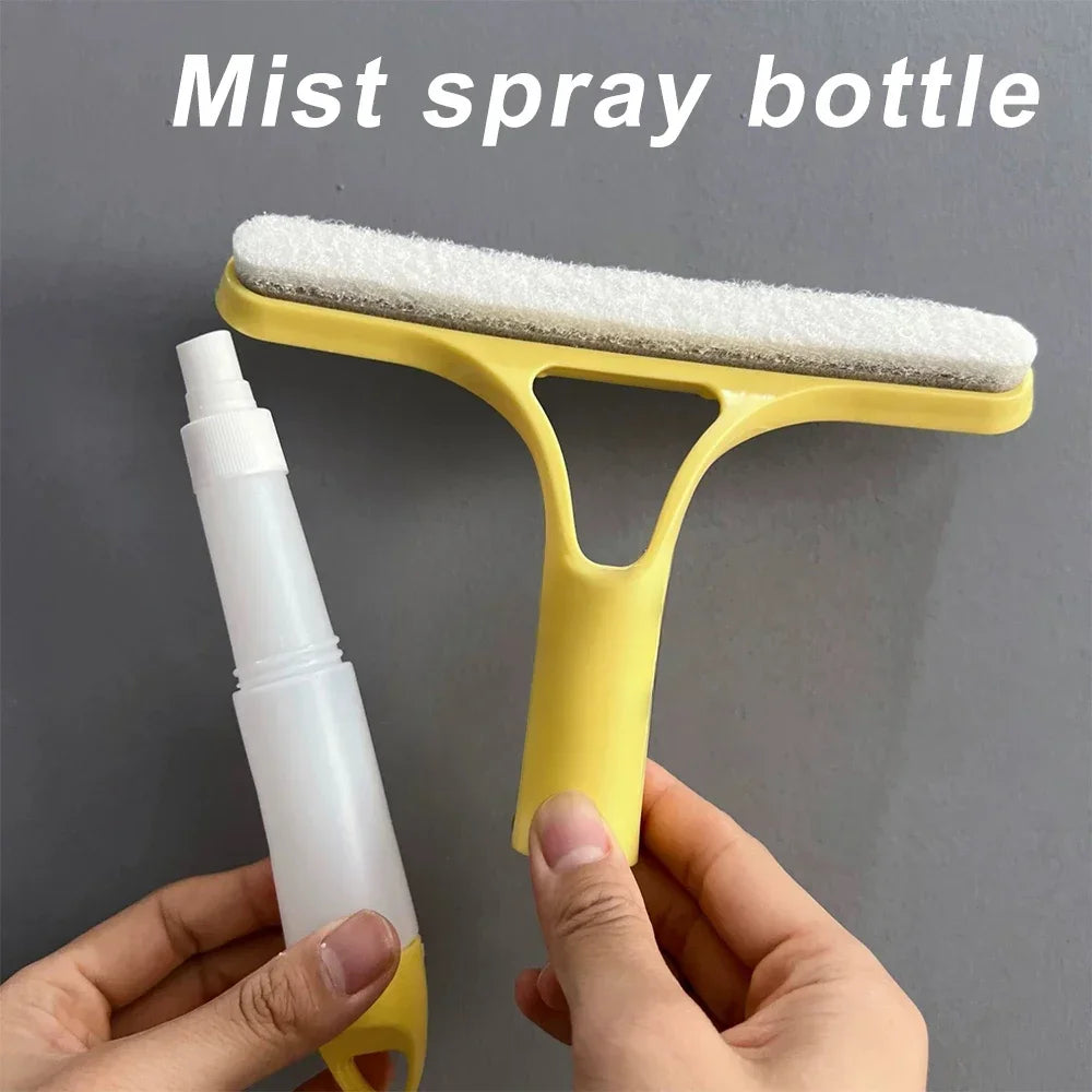 3-in-1 Window Cleaning Squeegee with Spray Bottle & Microfiber Scrubber – Multi-Function Glass Cleaner Tool for Windows, Mirrors & Cars | Streak-Free Shine & Easy Cleaning