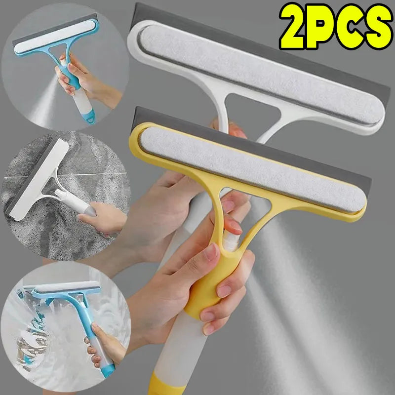 3-in-1 Window Cleaning Squeegee with Spray Bottle & Microfiber Scrubber – Multi-Function Glass Cleaner Tool for Windows, Mirrors & Cars | Streak-Free Shine & Easy Cleaning