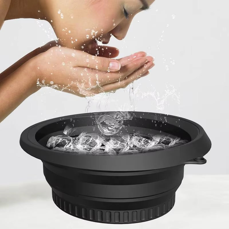 Portable Face Ice Bath Bowl for Facials – Folding Cold Plunge Basin for Pore Tightening, Puffiness Reduction & Glowing Skin | Reusable Facial Ice Bowl for Home & Travel Skincare