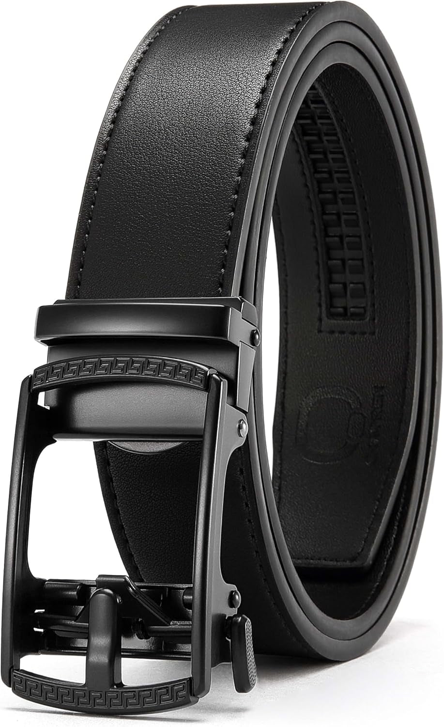 Men’s Leather Ratchet Belt 35mm, Adjustable Trim-to-Fit Waist Belt with Automatic Buckle, Micro-Adjust Comfort for Dress, Jeans & Casual Wear