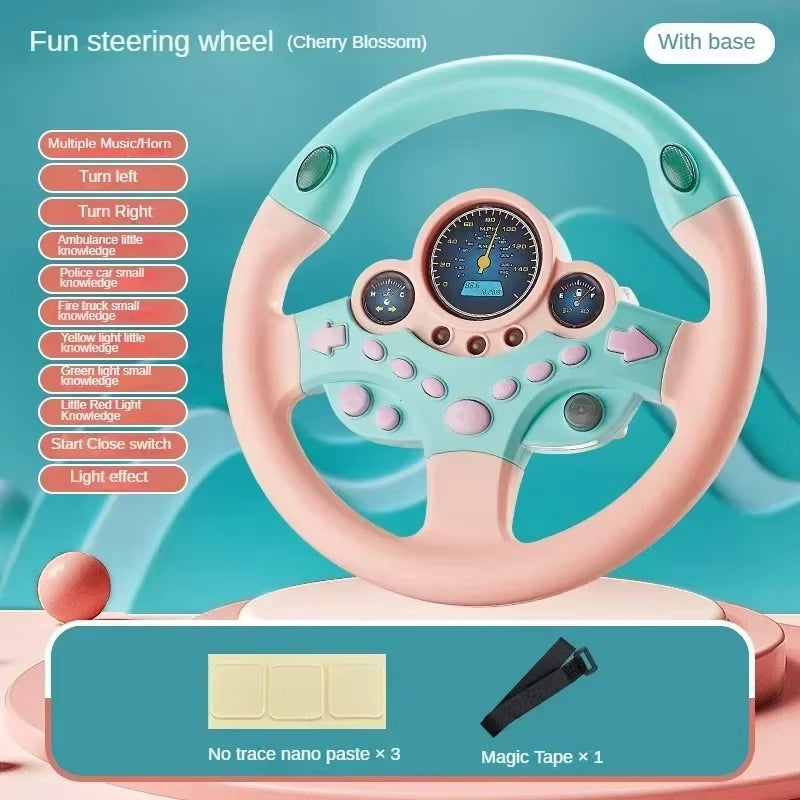 Kids Steering Wheel Backseat Driving Toy with Lights & Music – Interactive Pretend Play Steering Wheel for Toddlers & Preschoolers | Fun Car Ride Simulation Gift