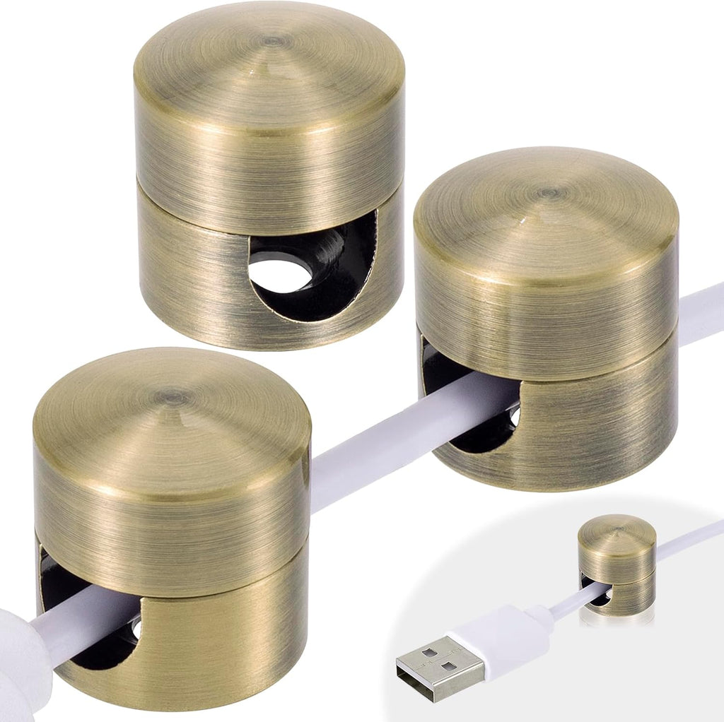 3Pcs Aluminum Cable Anchors - Gun Metal Adjustable Cord Holder, Heavy-Duty Adhesive Wire Organizer for Desk & Nightstand, Pro Charger Cable Management Clips