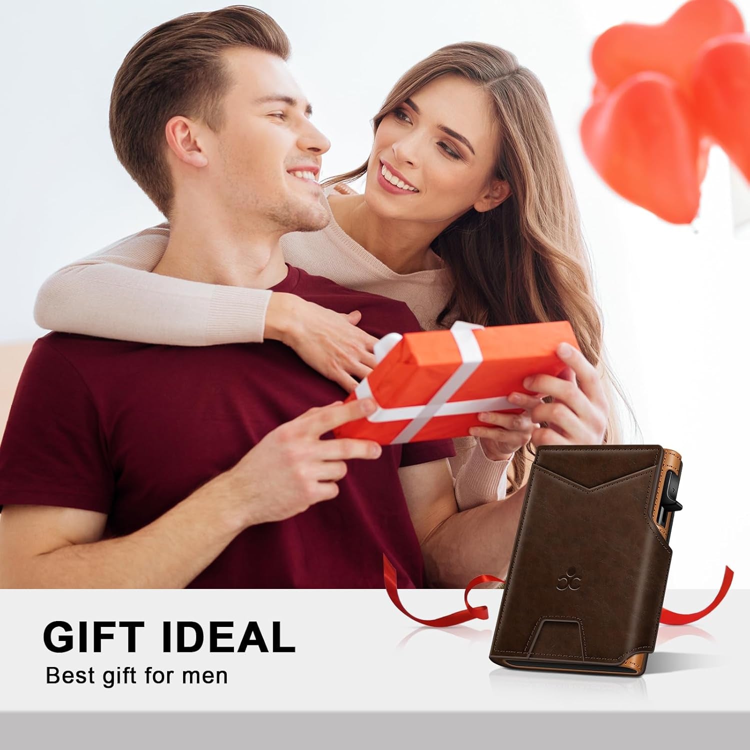 Men’s Slim Pop Up Wallet - RFID Blocking Minimalist Smart Wallet with ID Window, Metal Card Holder Case for 9-13 Cards, Expandable Cash Slot & Magnetic Bifold