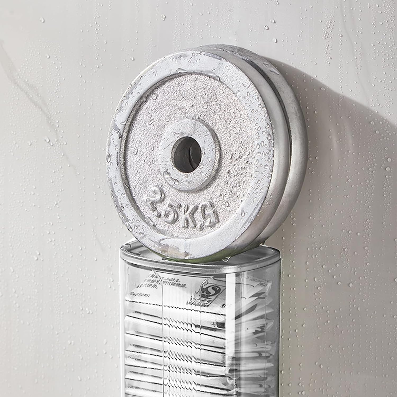 Wall Mount Plastic Bag Dispenser & Sock Organizer - Clear Grocery Bag Holder, Underwear & Tie Storage Bin, Space-Saving Kitchen Bag Saver with Adhesive Mount