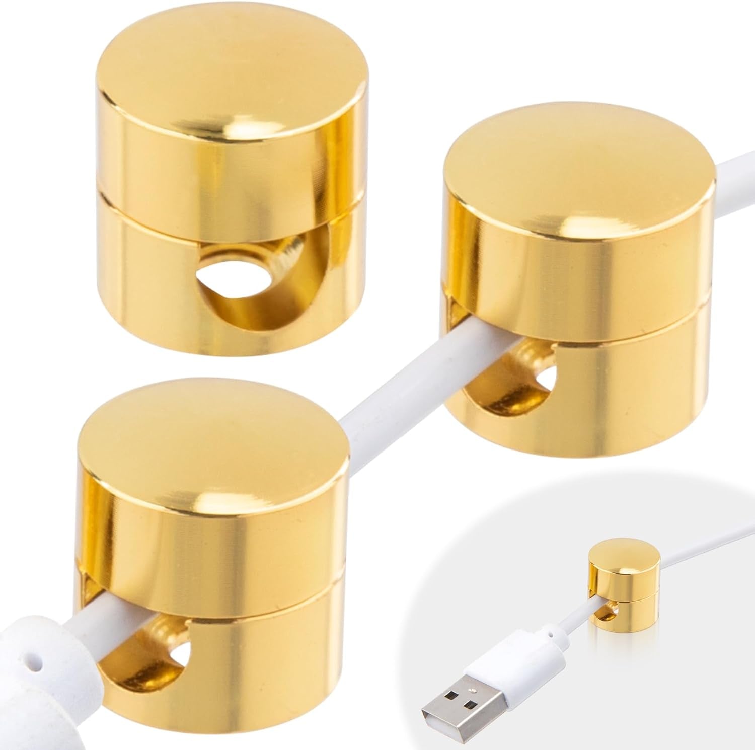 3Pcs Aluminum Cable Anchors - Gun Metal Adjustable Cord Holder, Heavy-Duty Adhesive Wire Organizer for Desk & Nightstand, Pro Charger Cable Management Clips