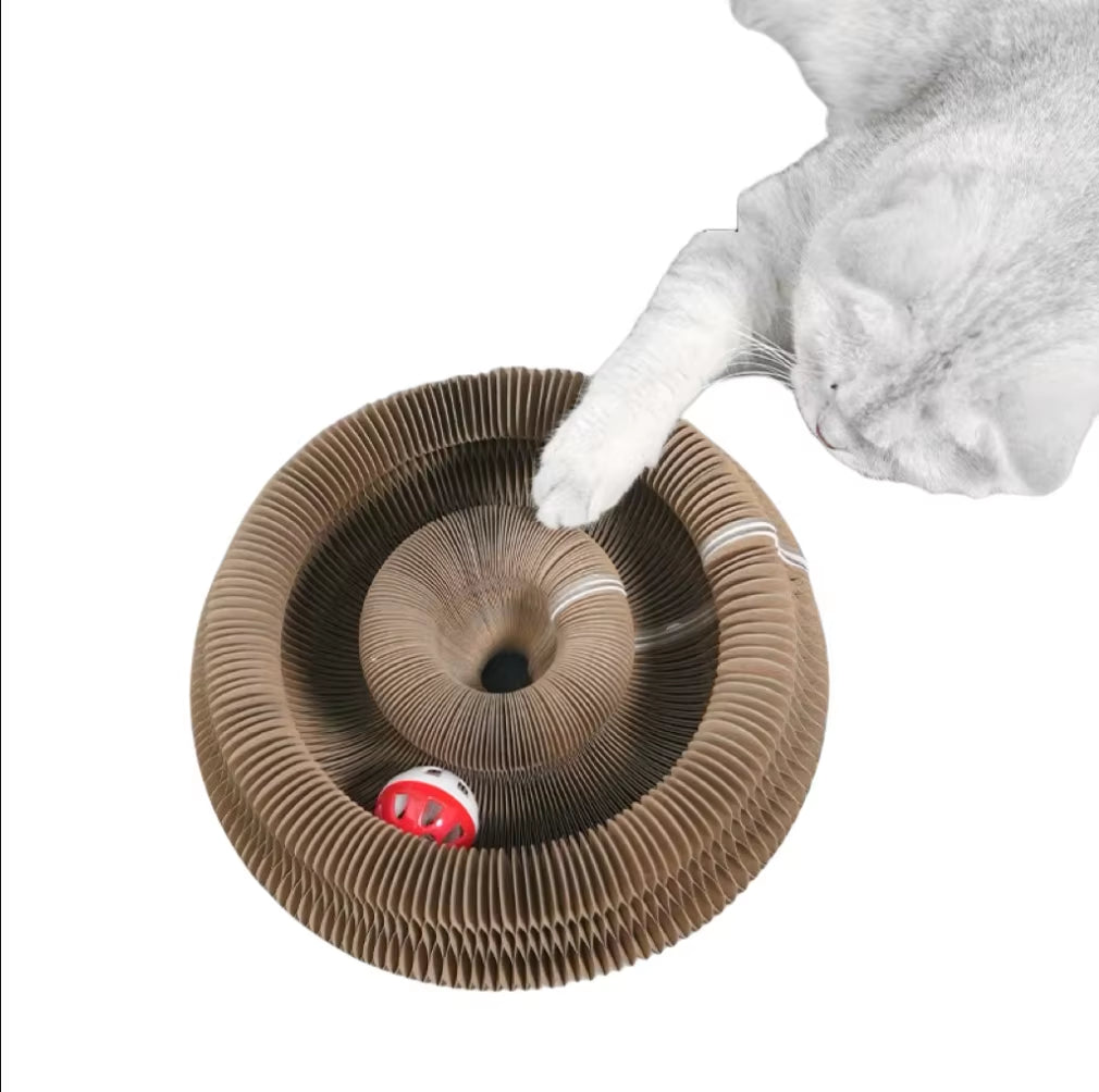 Foldable Magic Organ Cat Scratching Board – Durable Recyclable Cardboard Cat Scratcher & Bed | Interactive Toy for Kittens to Play, Scratch & Relax