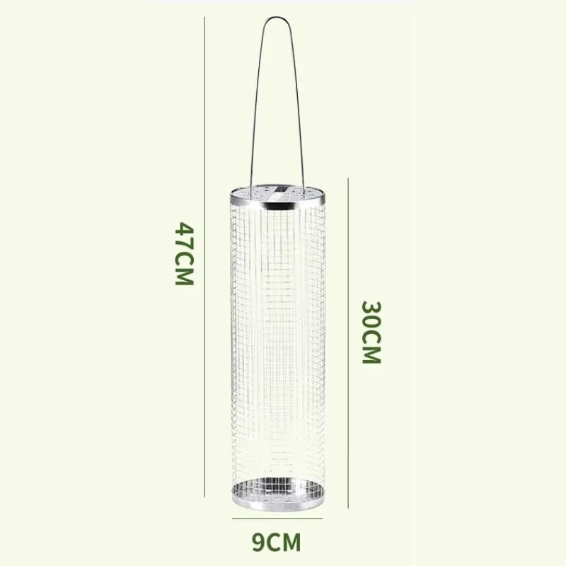 Portable Stainless Steel BBQ Grill Basket – Rolling Campfire Barbecue Cage for Outdoor Cooking, Camping, Picnic & Backyard BBQ