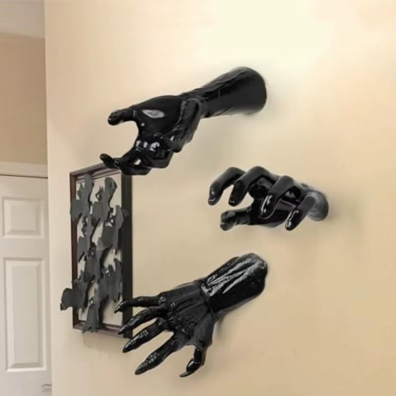 Halloween Creepy Hands Wall Decor – Realistic Life-Size Gothic Wall-Mounted Hands for Candles, Haunted House & Spooky Home Decoration