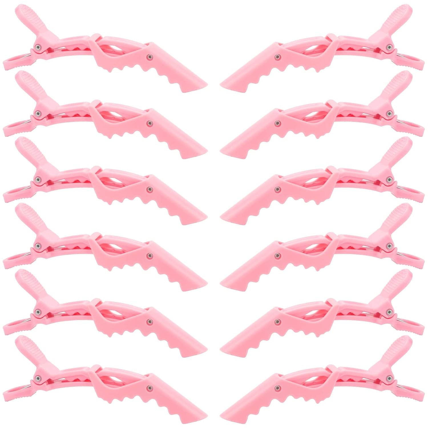 12pcs Pink Alligator Hair Clips for Styling & Sectioning, No Crease Duck Bill Clips for Makeup, Salon Hair Clips for Thin & Thick Hair Women Girls