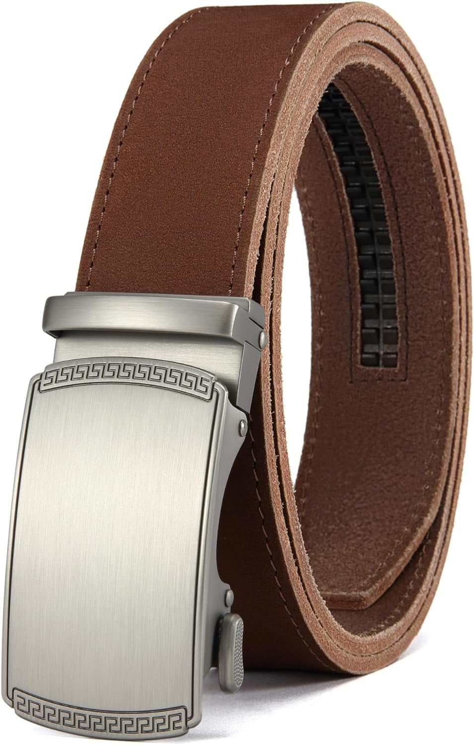 Men’s Leather Ratchet Belt 35mm, Adjustable Trim-to-Fit Waist Belt with Automatic Buckle, Micro-Adjust Comfort for Dress, Jeans & Casual Wear