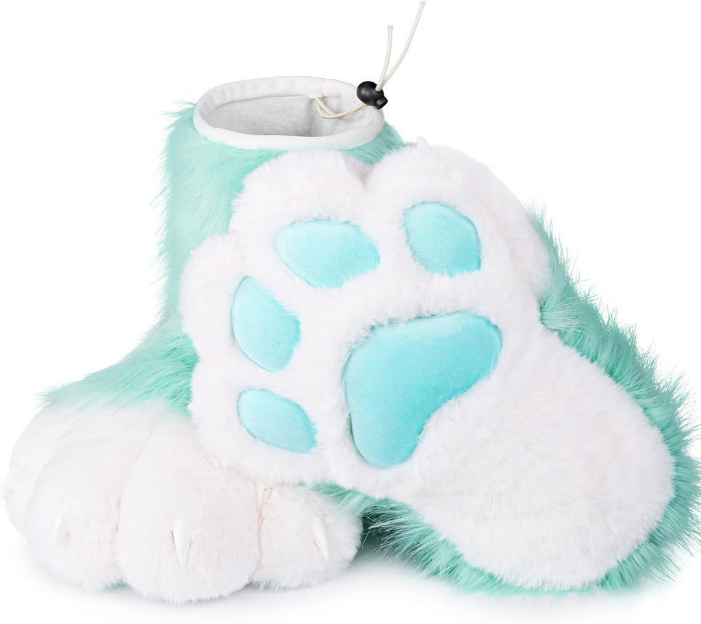 Cosplay Cat Furry Paw Shoes for Adults, Animal Claw Slippers, Fursuit Feet Accessories, Plush Costume Footwear for Halloween, Anime, Roleplay