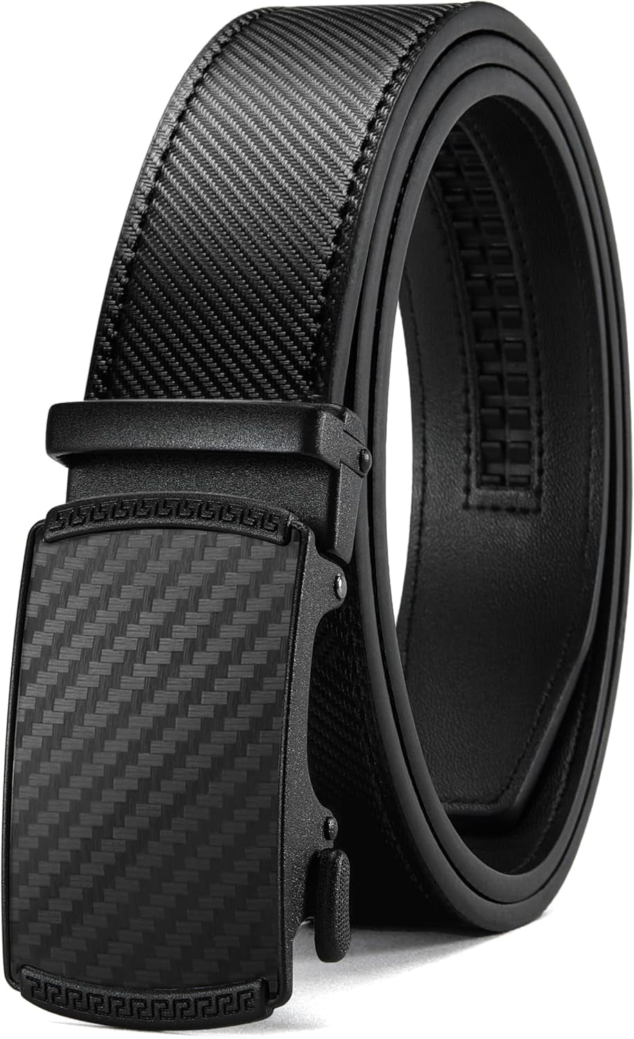Men’s Leather Ratchet Belt 35mm, Adjustable Trim-to-Fit Waist Belt with Automatic Buckle, Micro-Adjust Comfort for Dress, Jeans & Casual Wear