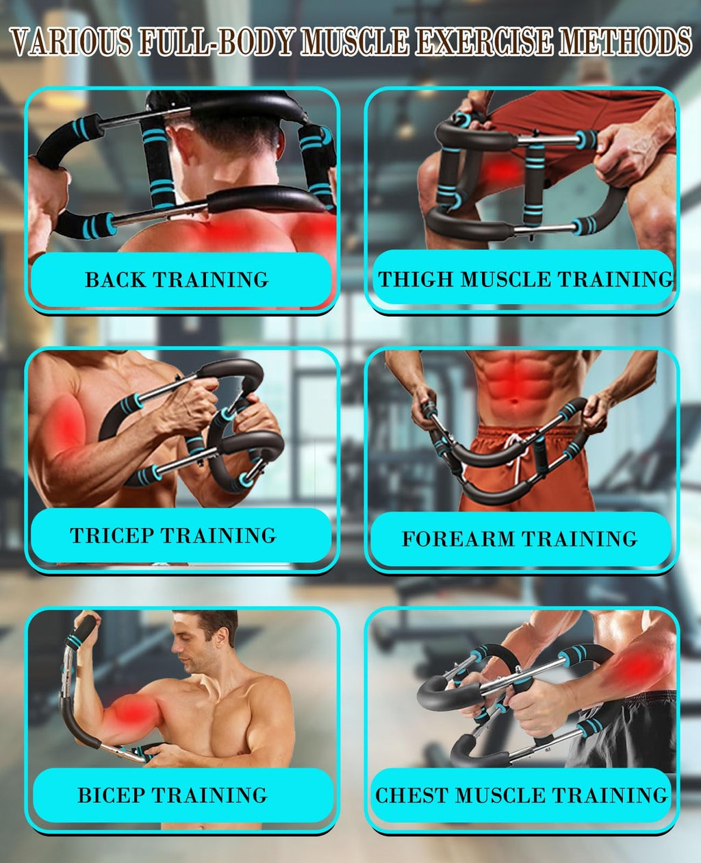 Adjustable Twister Arm Trainer - 9 Levels Chest Workout Equipment for Men, Upper Body Power Bar with Foam Wrist Sleeves, Portable Muscle Trainer for Home Gym