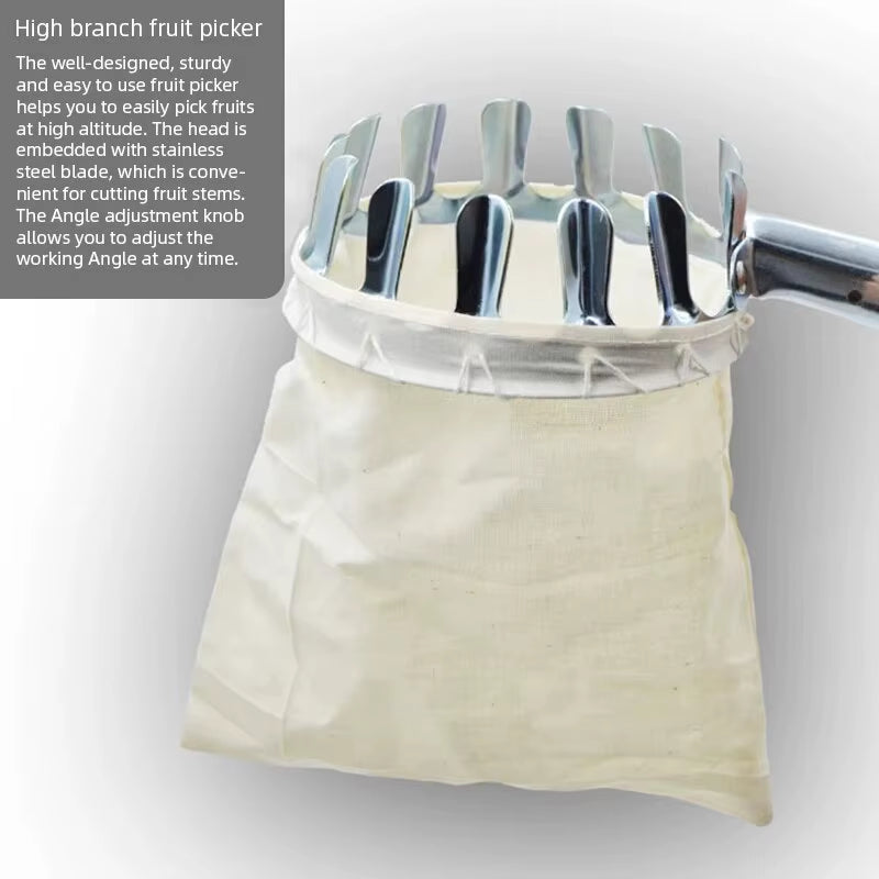 Fruit Picker Tool with Metal Basket Head – Easy Cherry & Apple Harvester Attachment for High Branches | Durable Garden Hardware Tool for Effortless Picking