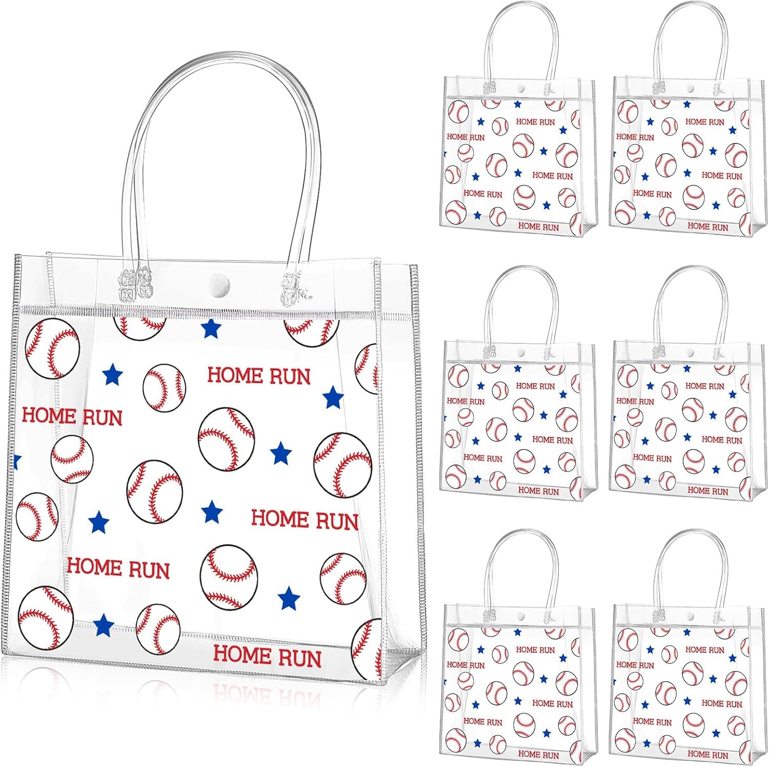 20 Pcs Football Party Treat Bags with Handles, Clear PVC Snack Bags for Kids Birthday, Sports Favors, Team Parties, Goodie Bags 8x8x3.15''