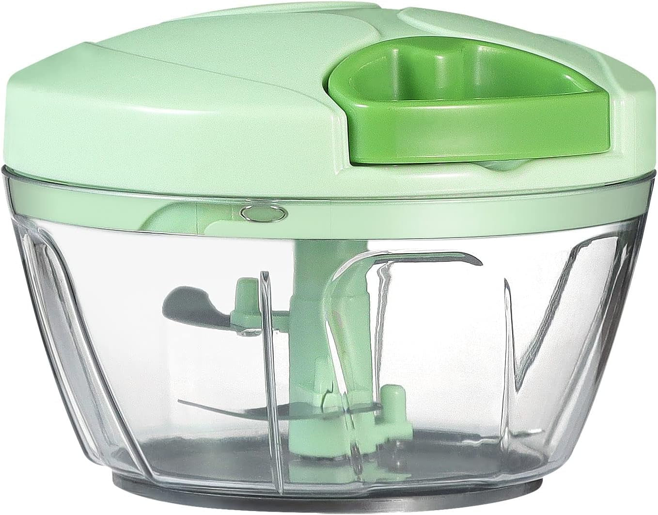 Manual Food Processor & Veggie Chopper - 650ml Hand Pull String Garlic Mincer, Onion Cutter for Salsa & Pesto, Portable Vegetable Slicer for Camping & RV, Green