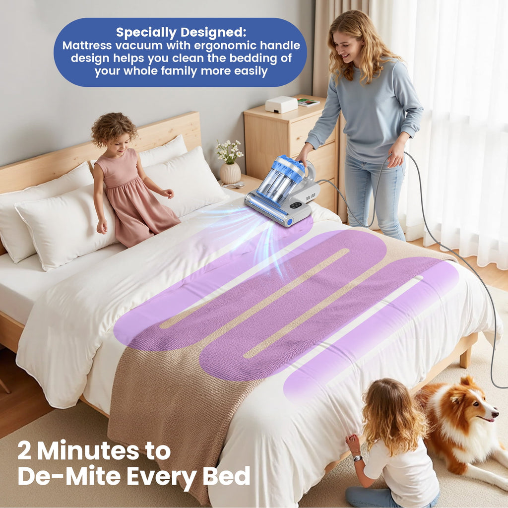 INSE UV-C Handheld Bed Vacuum Cleaner – 253.7nm UV Light Mite Remover with HEPA Filter, 16Kpa Suction & 70°C Heat for Mattress, Sofa & Bedding