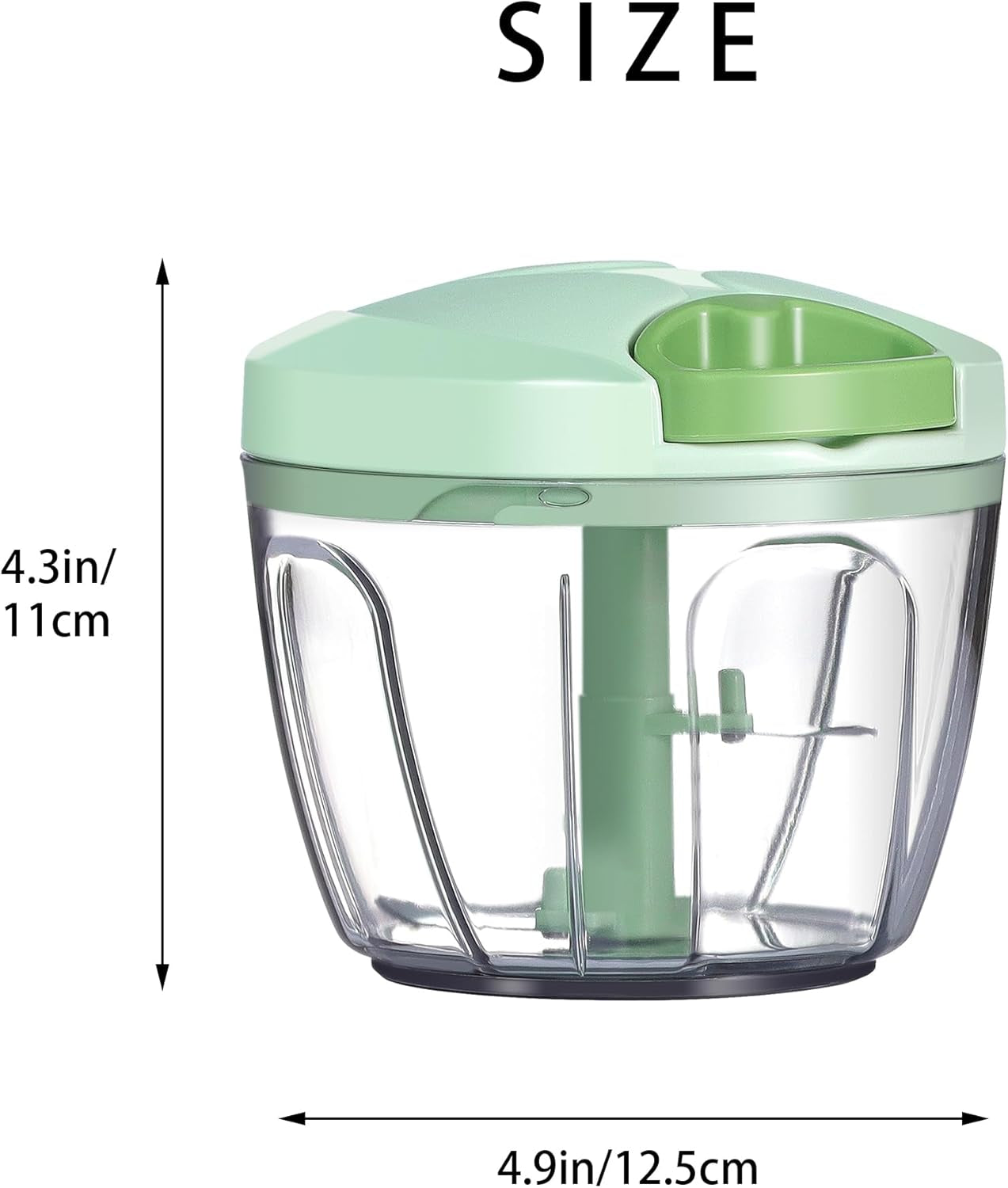 Manual Food Processor & Veggie Chopper - 650ml Hand Pull String Garlic Mincer, Onion Cutter for Salsa & Pesto, Portable Vegetable Slicer for Camping & RV, Green