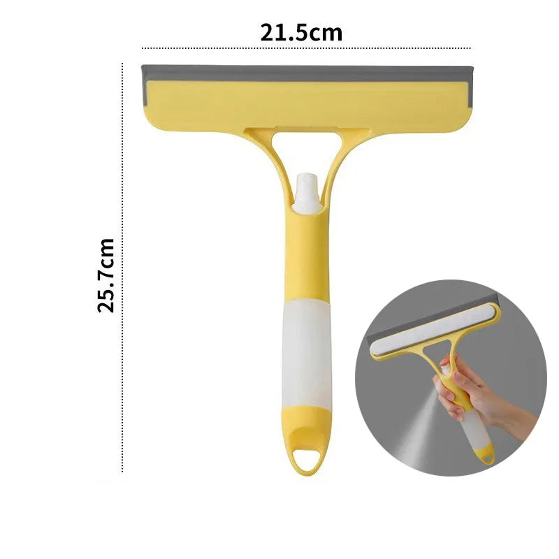 3-in-1 Window Cleaning Squeegee with Spray Bottle & Microfiber Scrubber – Multi-Function Glass Cleaner Tool for Windows, Mirrors & Cars | Streak-Free Shine & Easy Cleaning