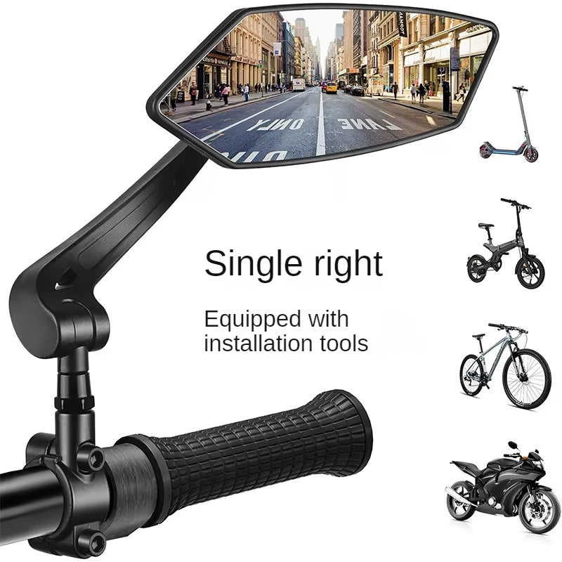Universal Bike Rearview Mirror: HD Adjustable Handlebar Safety Mirror for Bicycle, Electric Scooter & Cycling | 360° Rotatable Rear View Accessory