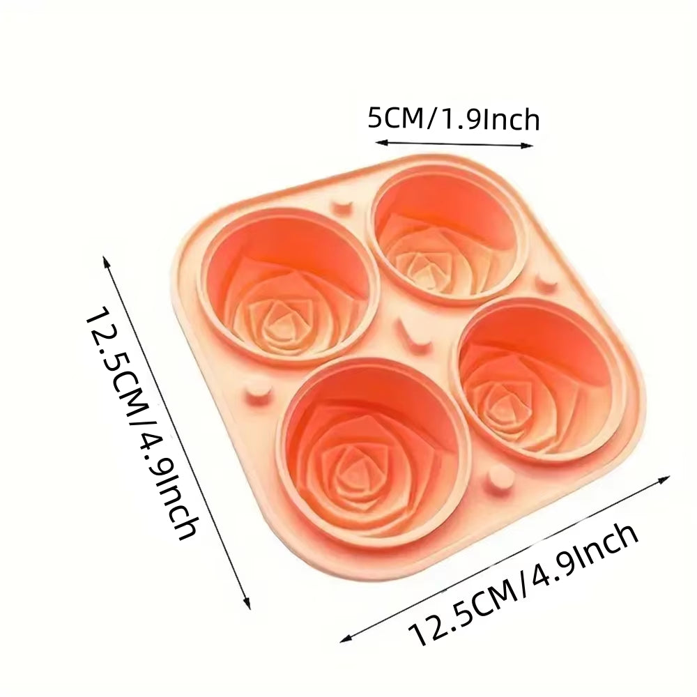 3D Rose Ice Cube Molds – Silicone Flower Shape Ice Maker for Cocktails, Whiskey & Juice | Elegant Reusable Ice Tray for Parties & Home Bar