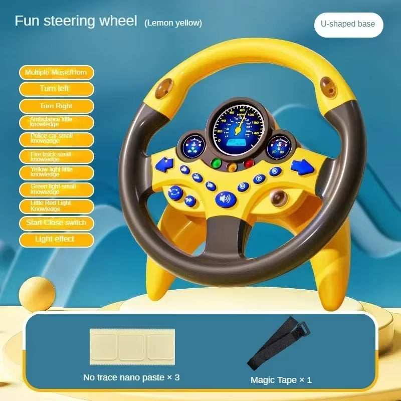 Kids Steering Wheel Backseat Driving Toy with Lights & Music – Interactive Pretend Play Steering Wheel for Toddlers & Preschoolers | Fun Car Ride Simulation Gift
