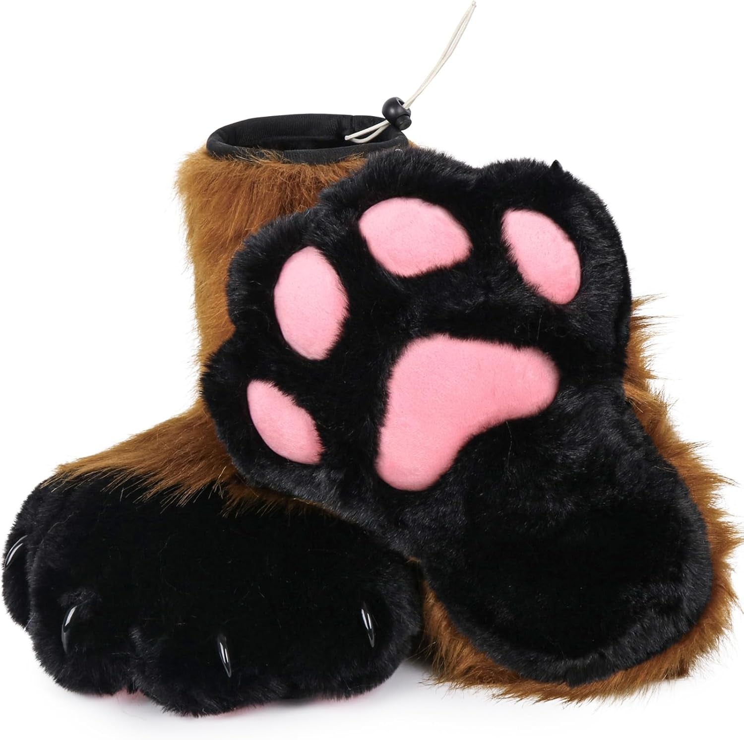 Cosplay Cat Furry Paw Shoes for Adults, Animal Claw Slippers, Fursuit Feet Accessories, Plush Costume Footwear for Halloween, Anime, Roleplay