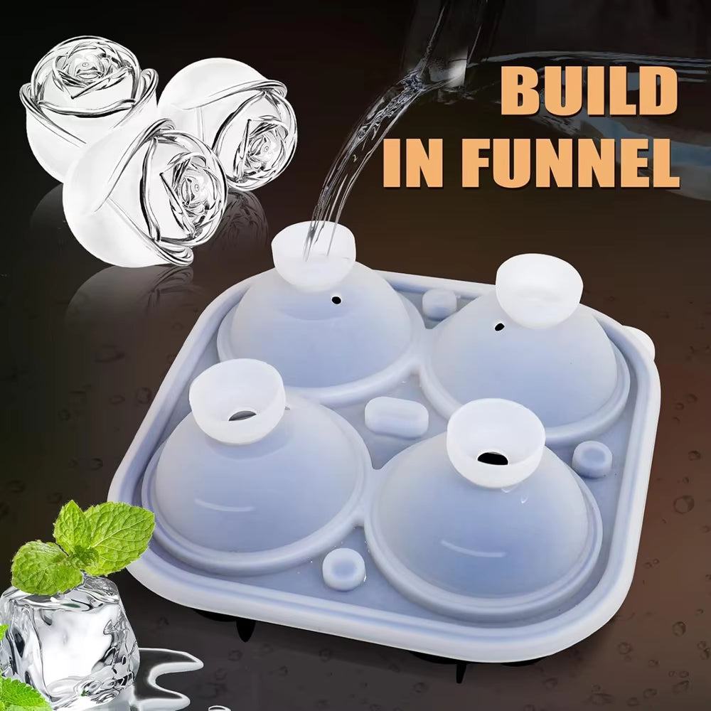 3D Rose Ice Cube Molds – Silicone Flower Shape Ice Maker for Cocktails, Whiskey & Juice | Elegant Reusable Ice Tray for Parties & Home Bar