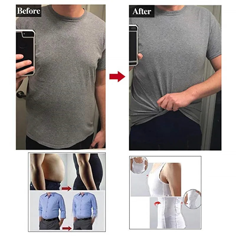 Men’s Slimming Body Shaper Vest – Tummy Control Waist Cincher Compression Undershirt for Belly Fat, Posture Support & Confidence Boost