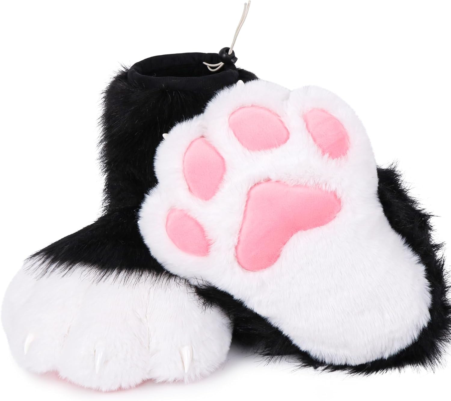 Cosplay Cat Furry Paw Shoes for Adults, Animal Claw Slippers, Fursuit Feet Accessories, Plush Costume Footwear for Halloween, Anime, Roleplay