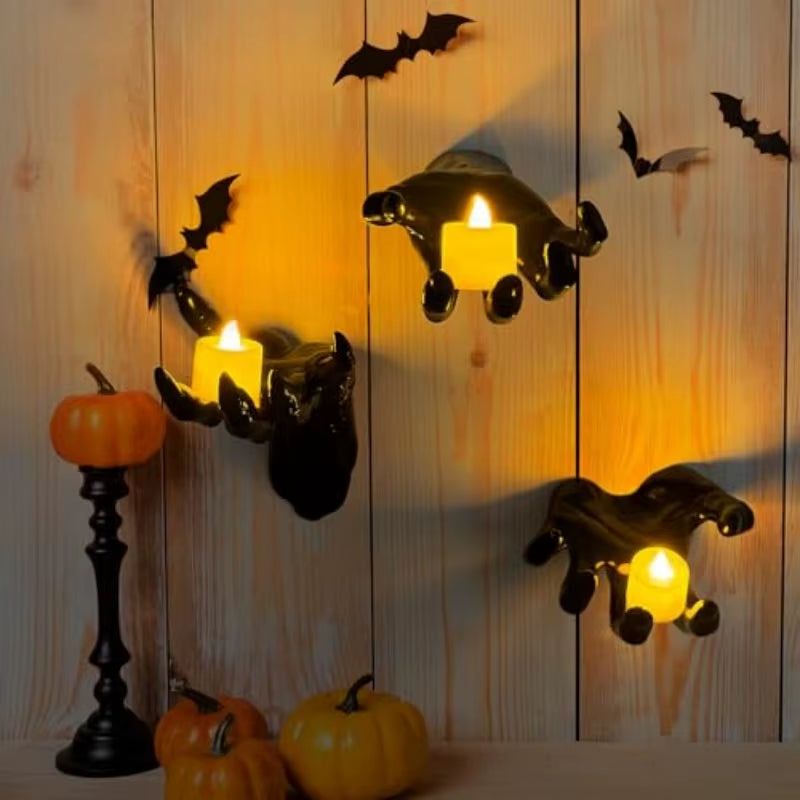 Halloween Creepy Hands Wall Decor – Realistic Life-Size Gothic Wall-Mounted Hands for Candles, Haunted House & Spooky Home Decoration