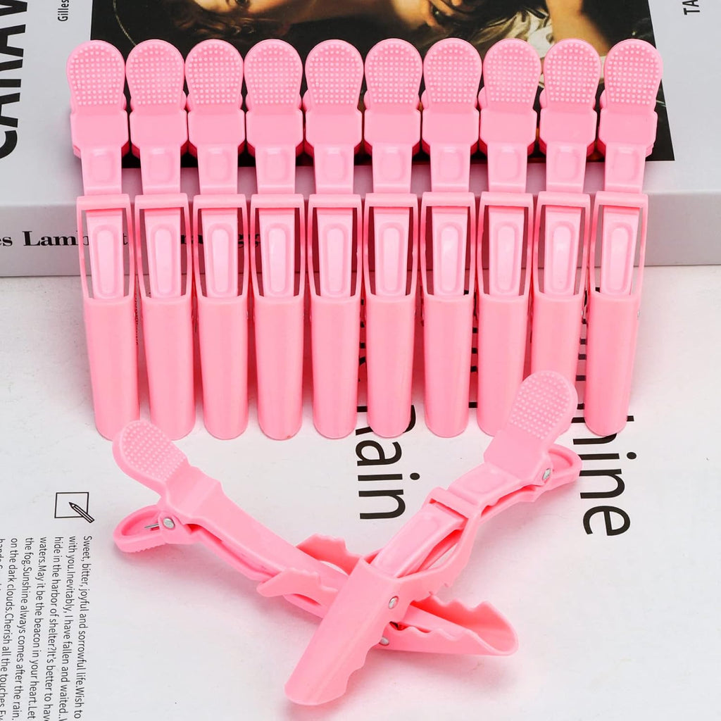 12pcs Pink Alligator Hair Clips for Styling & Sectioning, No Crease Duck Bill Clips for Makeup, Salon Hair Clips for Thin & Thick Hair Women Girls