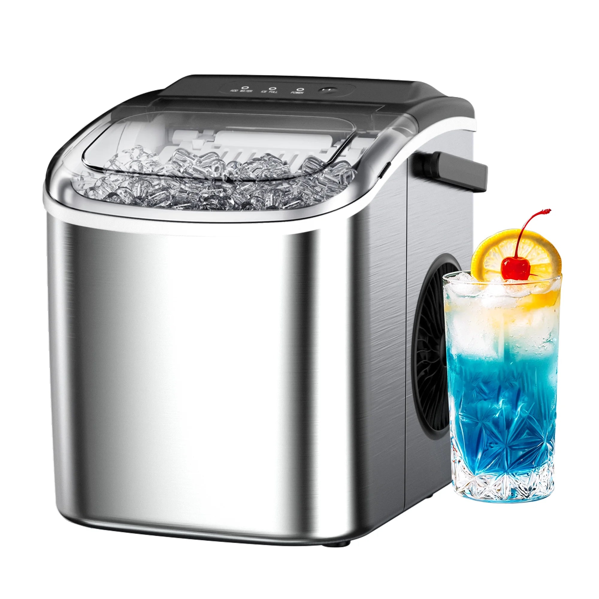 Countertop Ice Maker Machine – Portable Bullet Ice Maker with One-Button Operation, Auto-Cleaning & Quiet 6-Minute Ice Cycle
