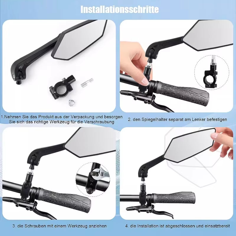 Universal Bike Rearview Mirror: HD Adjustable Handlebar Safety Mirror for Bicycle, Electric Scooter & Cycling | 360° Rotatable Rear View Accessory