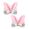 Easter Bunny Ears Hair Bow Clips - 2Pcs Pink Rabbit & Carrot Hairpins for Girls, Cute Handmade Holiday Hair Accessories for Easter Egg Hunts, Parties & Gifts