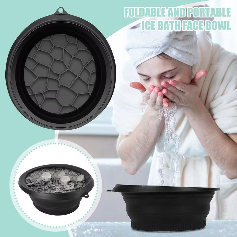 Portable Face Ice Bath Bowl for Facials – Folding Cold Plunge Basin for Pore Tightening, Puffiness Reduction & Glowing Skin | Reusable Facial Ice Bowl for Home & Travel Skincare