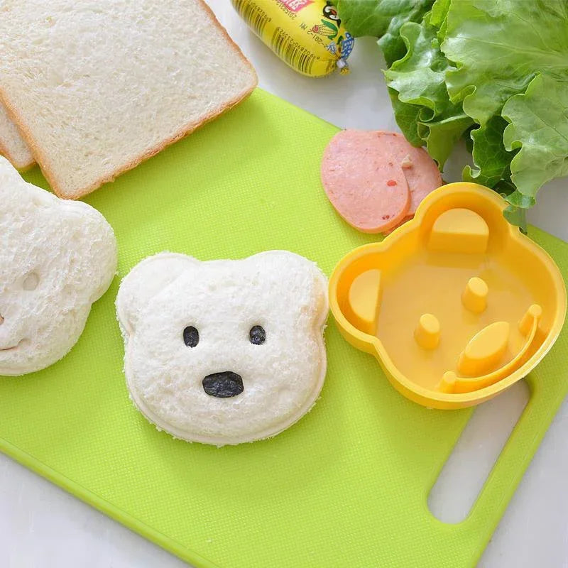 2PCS Sandwich Cutter Mould Set – Cute Bear, Cat, Rabbit & Car Shapes | Kids Bento Bread & Cookie Cutters, Food-Grade Baking Tools for Fun Lunches & Snacks
